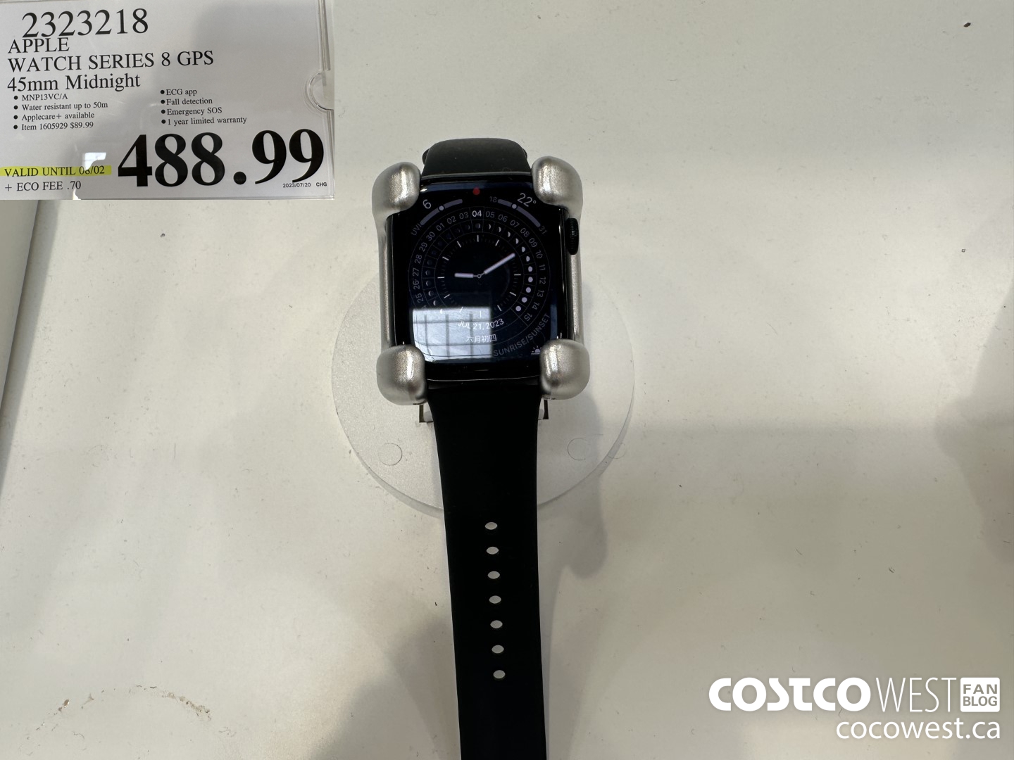 2323218 APPLE WATCH 8 45MM GPS MIDNIGHT MNP13VC/A (EXPIRES ON 2023-08-02) $488.99