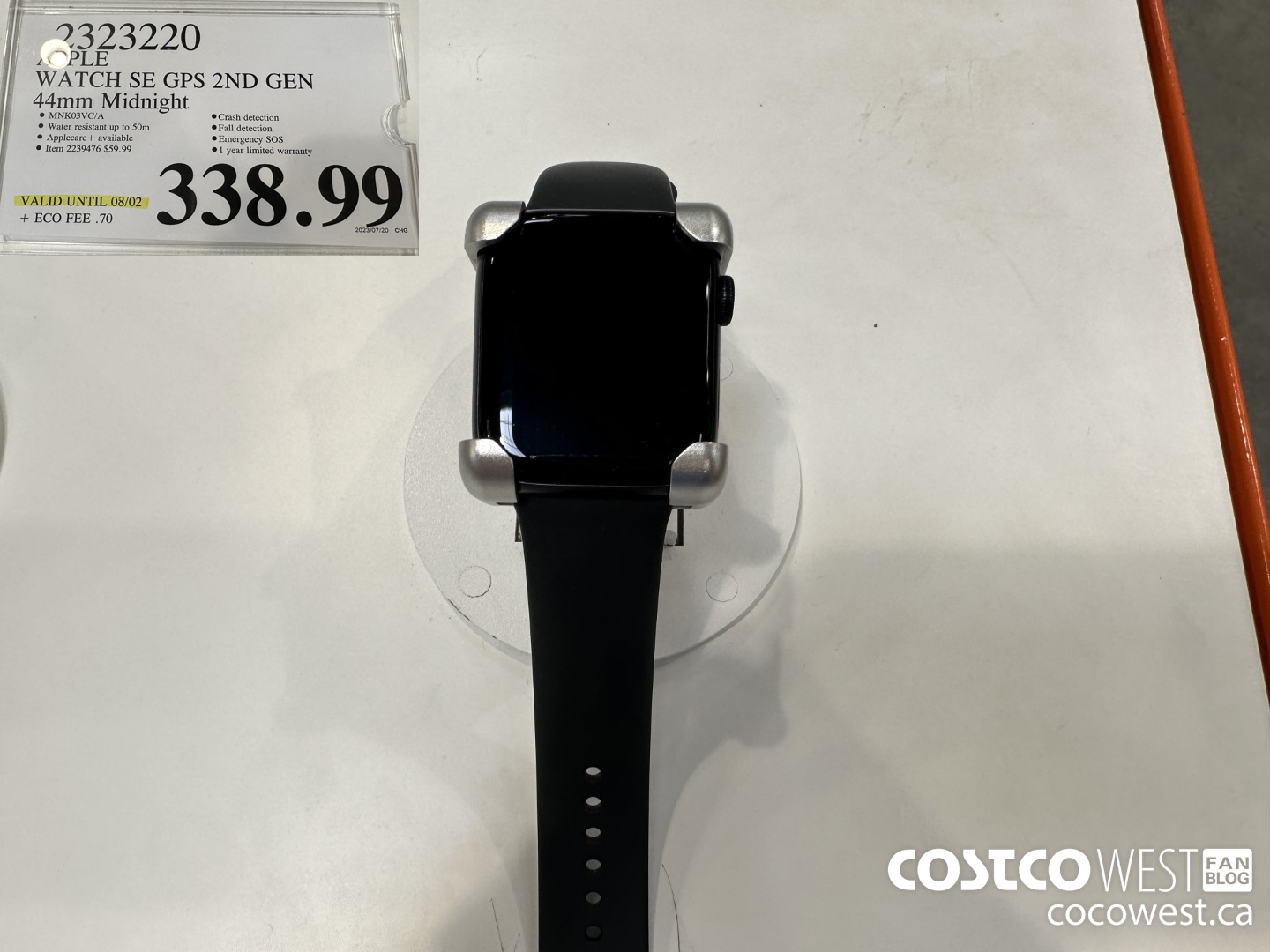 2323220 APPLE WATCH SE 44MM GPS MIDNIGHT MNK03VC/A (EXPIRES ON 2023-08-02) $338.99