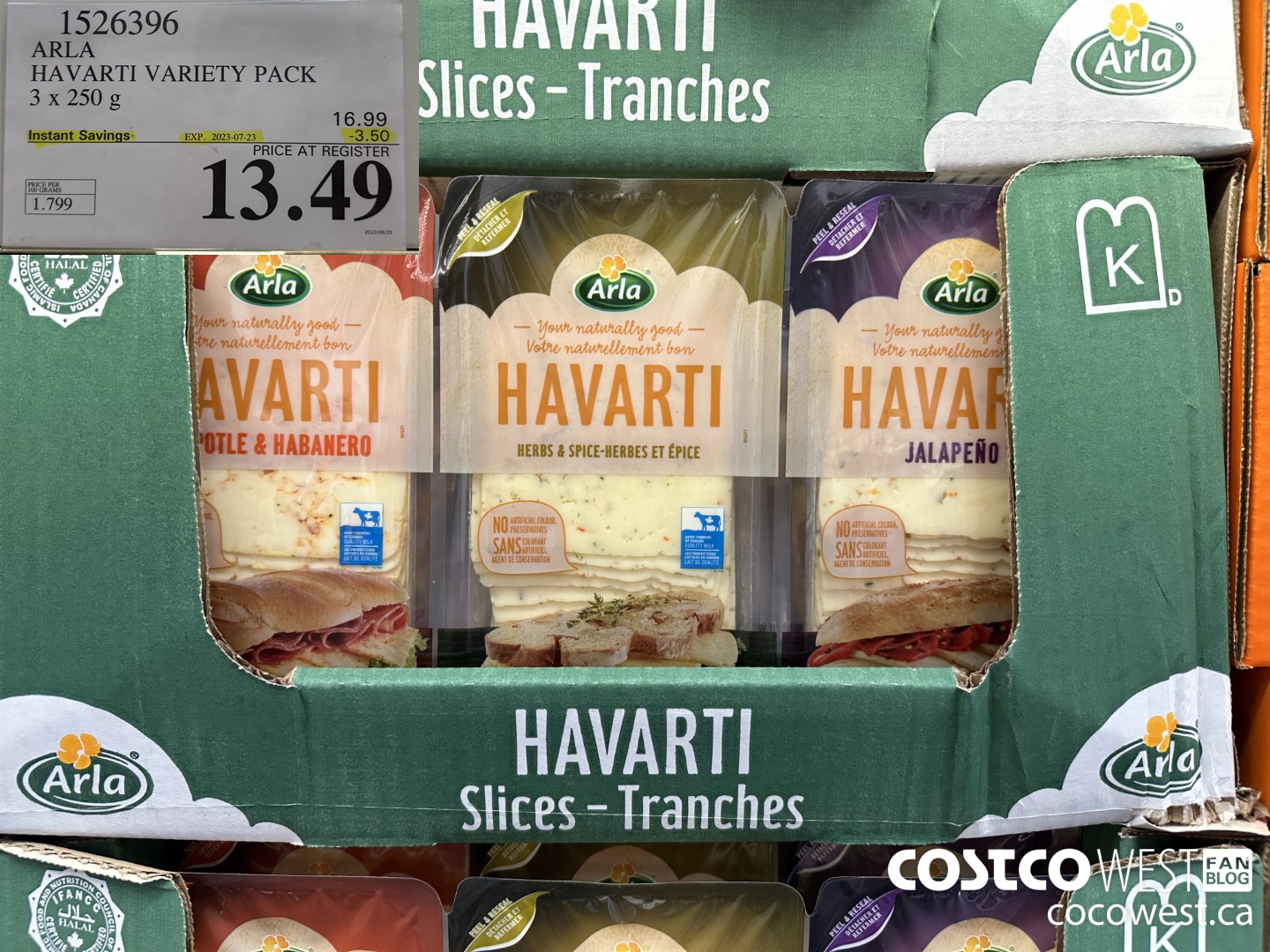 1526396 ARLA HAVARTI VARIETY PACK 3 X 250 G ($3.50 INSTANT SAVINGS EXPIRES ON 2023-07-23) $13.49