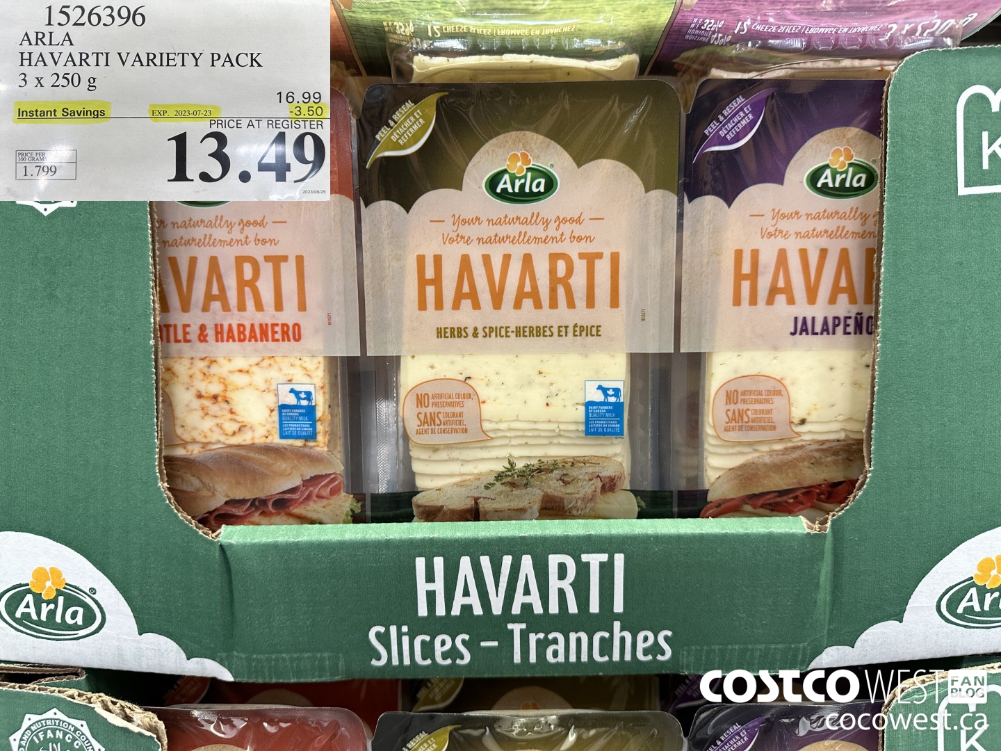 1526396 ARLA HAVARTI VARIETY PACK 3 X 250 G ($3.50 INSTANT SAVINGS EXPIRES ON 2023-07-23) $13.49