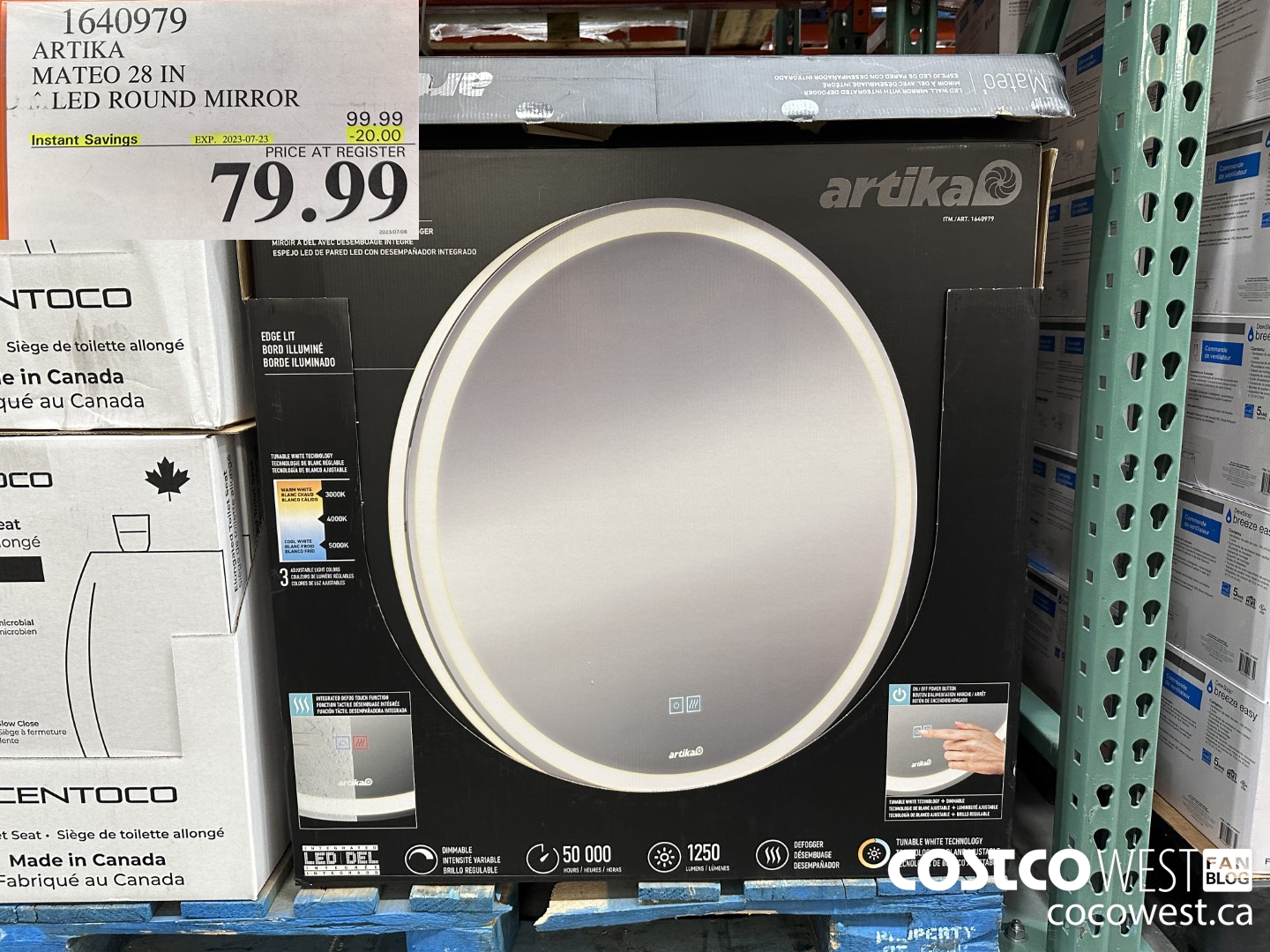 1640979 ARTIKA MATEO 28 IN LED ROUND MIRROR ($20.00 INSTANT SAVINGS EXPIRES ON 2023-07-23) $79.99