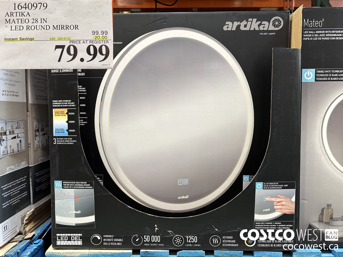 1640979 ARTIKA MATEO 28 IN LED ROUND MIRROR ($20.00 INSTANT SAVINGS EXPIRES ON 2023-07-23) $79.99
