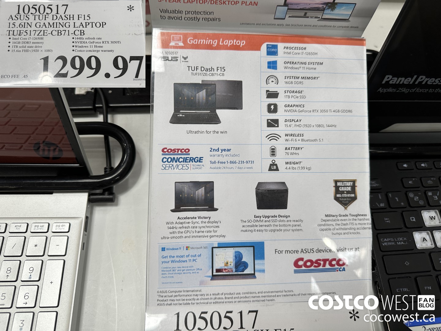 1050517 ASUS TUF DASH F15 15.6IN GAMING LAPTOP TUF517ZE-CB71-CB $1299.97