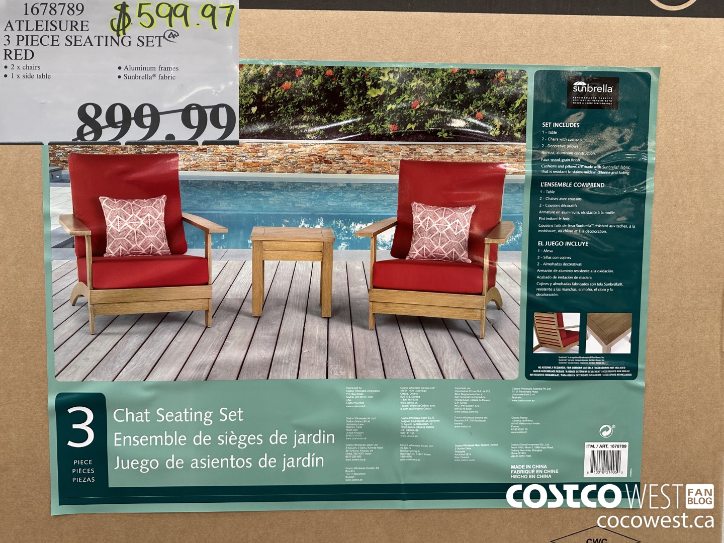 1678789 ATLEISURE 3 PIECE SEATING SET RED $599.97