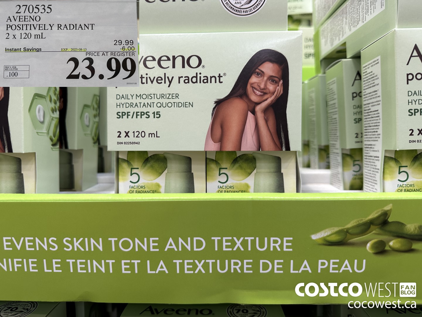 270535 AVEENO POSITIVELY RADIANT 2 X 120 ML ($6.00 INSTANT SAVINGS EXPIRES ON 2023-08-13) $23.99