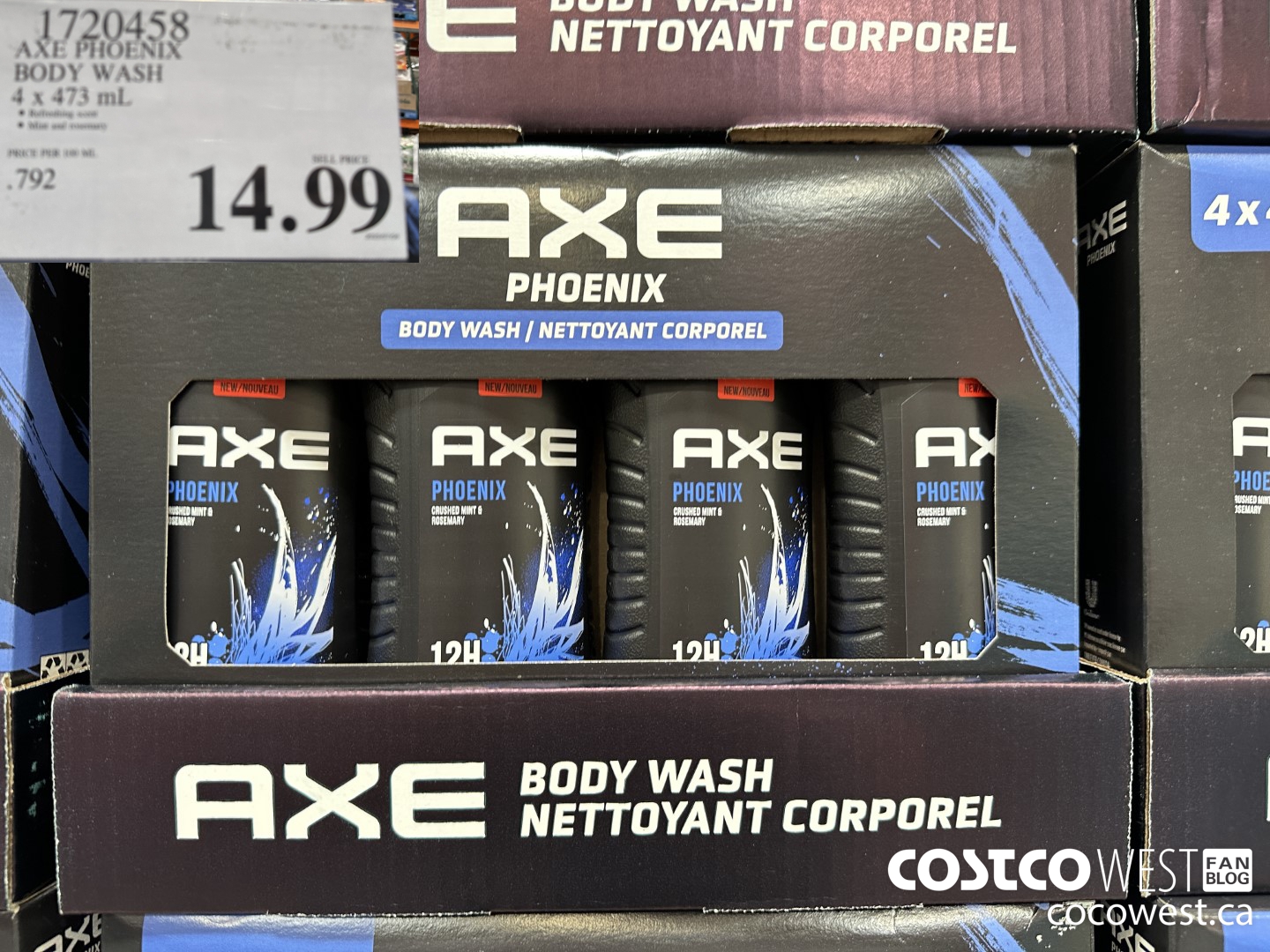1720458 AXE PHOENIX BODY WASH 4 X 473 ML $14.99