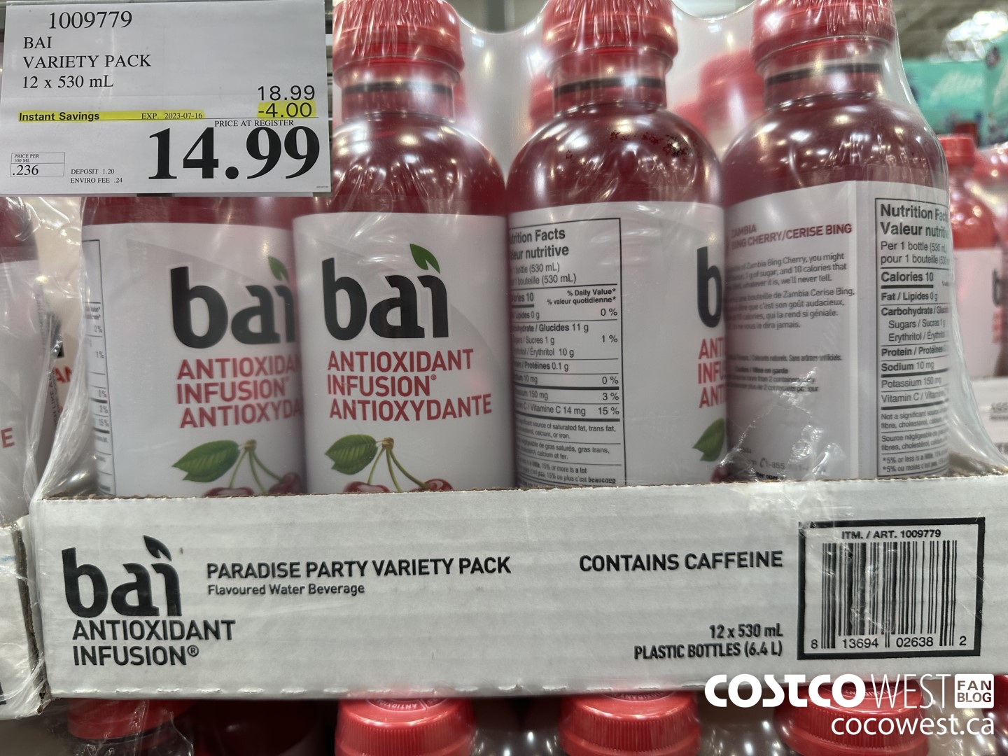 1009779 BAI VARIETY PACK 12 X 530 ML ($4.00 INSTANT SAVINGS EXPIRES ON 2023-07-16) $14.99