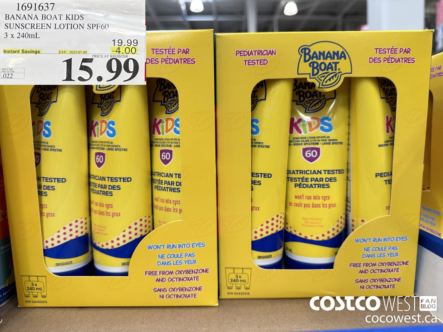 1691637 BANANA BOAT KIDS SUNSCREEN LOTION SPF60 3 x 240mL ($4.00 INSTANT SAVINGS EXPIRES ON 2023-07-09) $15.99