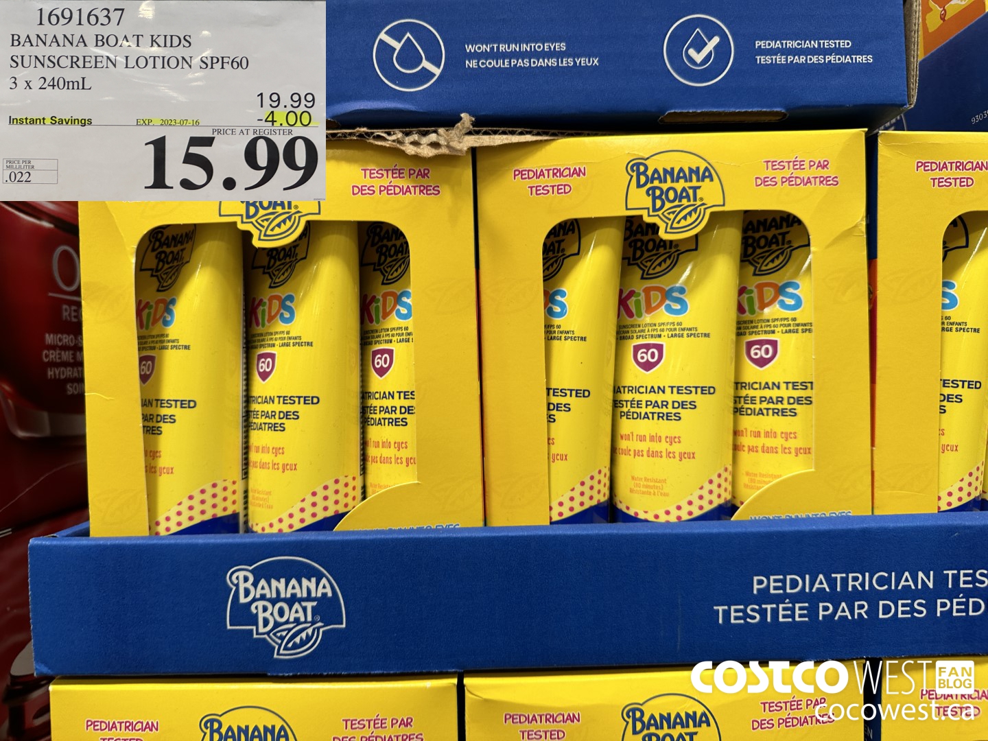 1691637 BANANA BOAT KIDS SUNSCREEN LOTION SPF60 3 x 240mL ($4.00 INSTANT SAVINGS EXPIRES ON 2023-07-16) $15.99