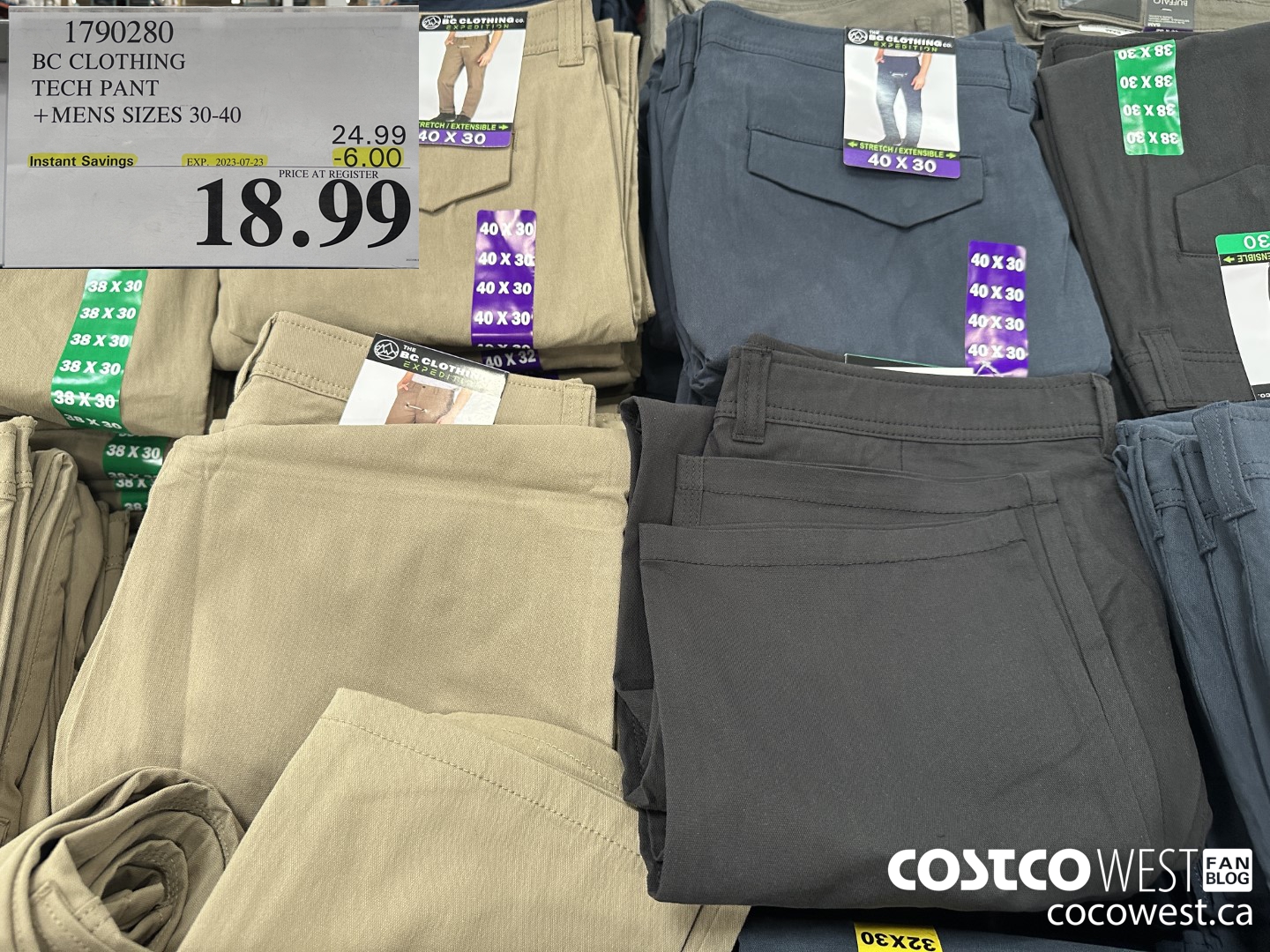 1790280 BC CLOTHING TECH PANT MENS SIZES 30-40 ($6.00 INSTANT SAVINGS EXPIRES ON 2023-07-23) $18.99