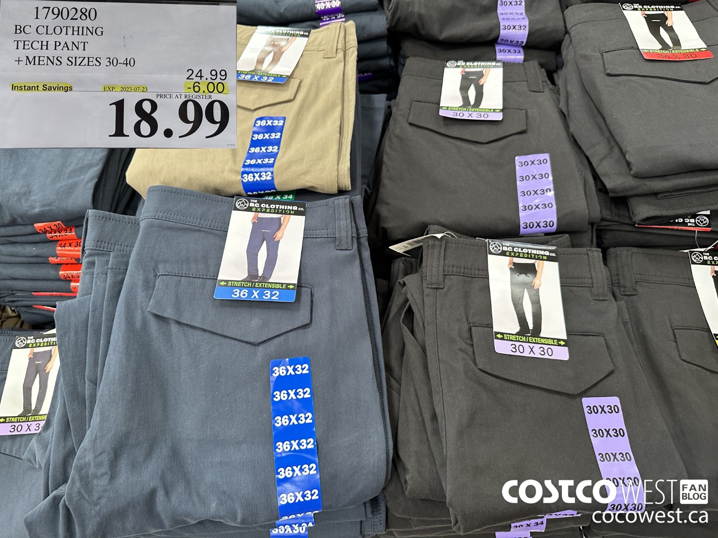 1790280 BC CLOTHING TECH PANT MENS SIZES 30-40 ($6.00 INSTANT SAVINGS EXPIRES ON 2023-07-23) $18.99