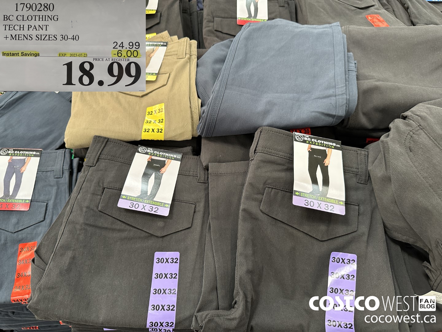1790280 BC CLOTHING TECH PANT MENS SIZES 30-40 ($6.00 INSTANT SAVINGS EXPIRES ON 2023-07-23) $18.99