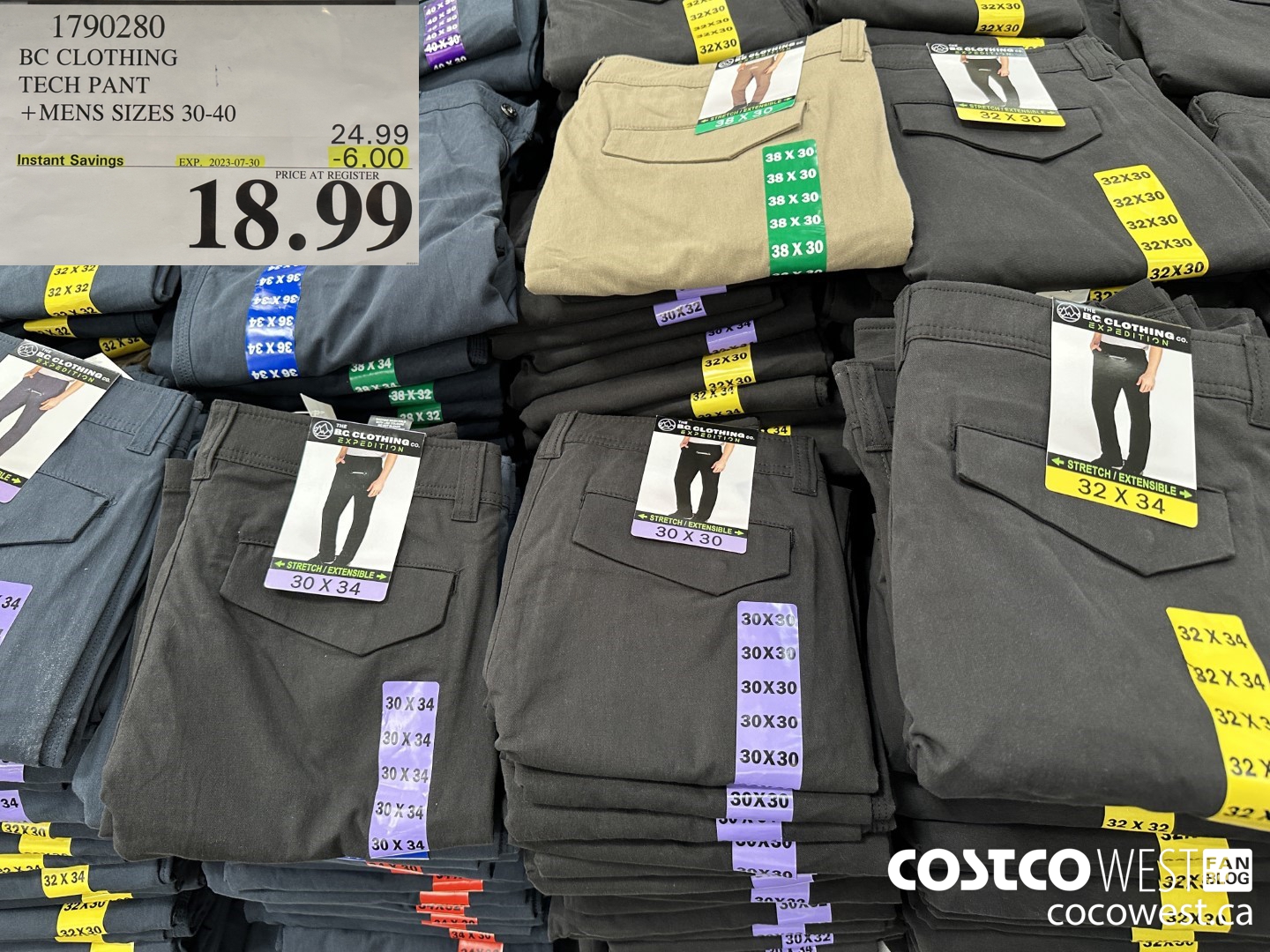 1790280 BC CLOTHING TECH PANT MENS SIZES 30-40 ($6.00 INSTANT SAVINGS EXPIRES ON 2023-07-30) $18.99