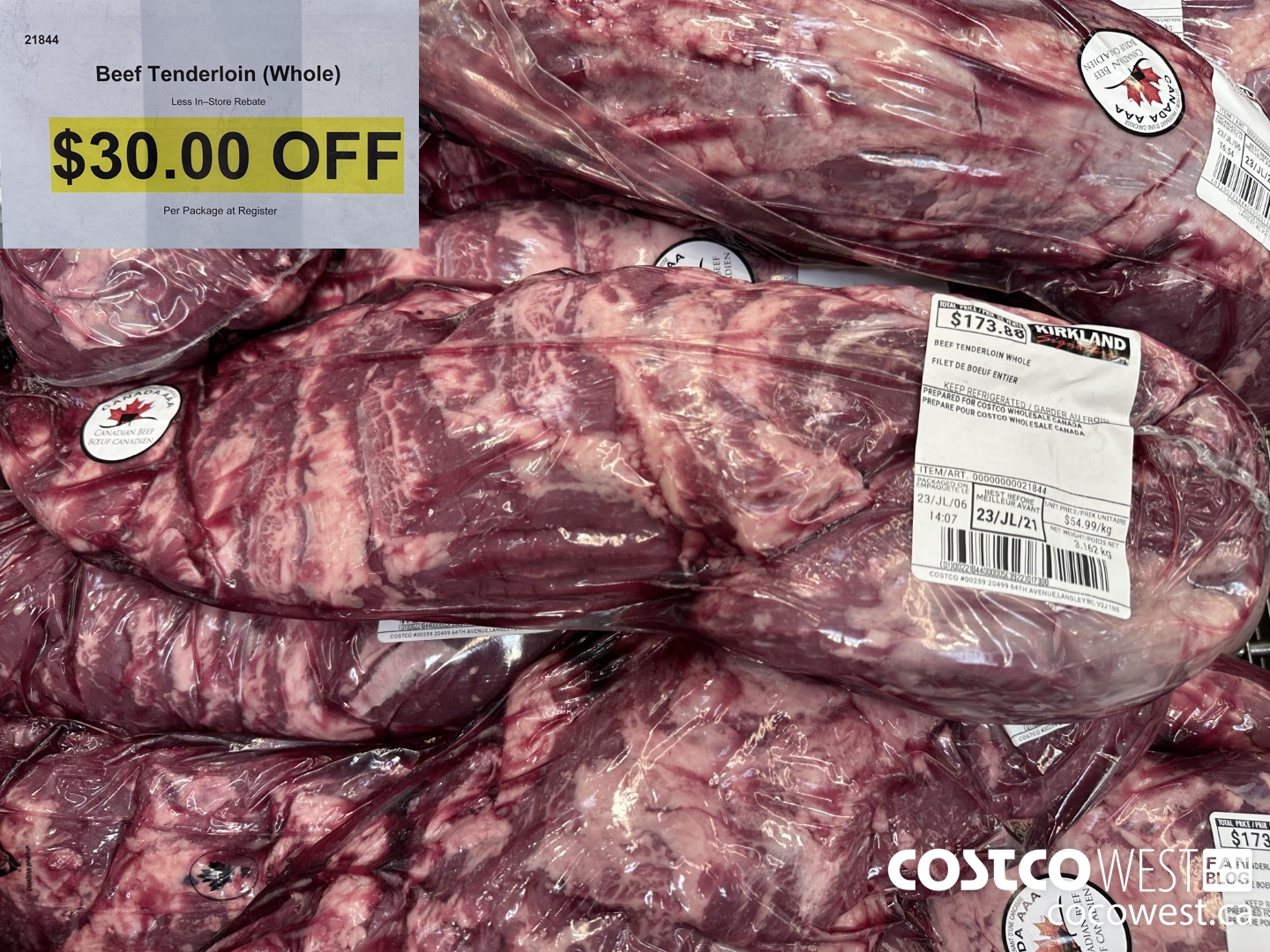 21844 BEEF TENDERLOIN WHOLE ($30.00 INSTANT SAVINGS)