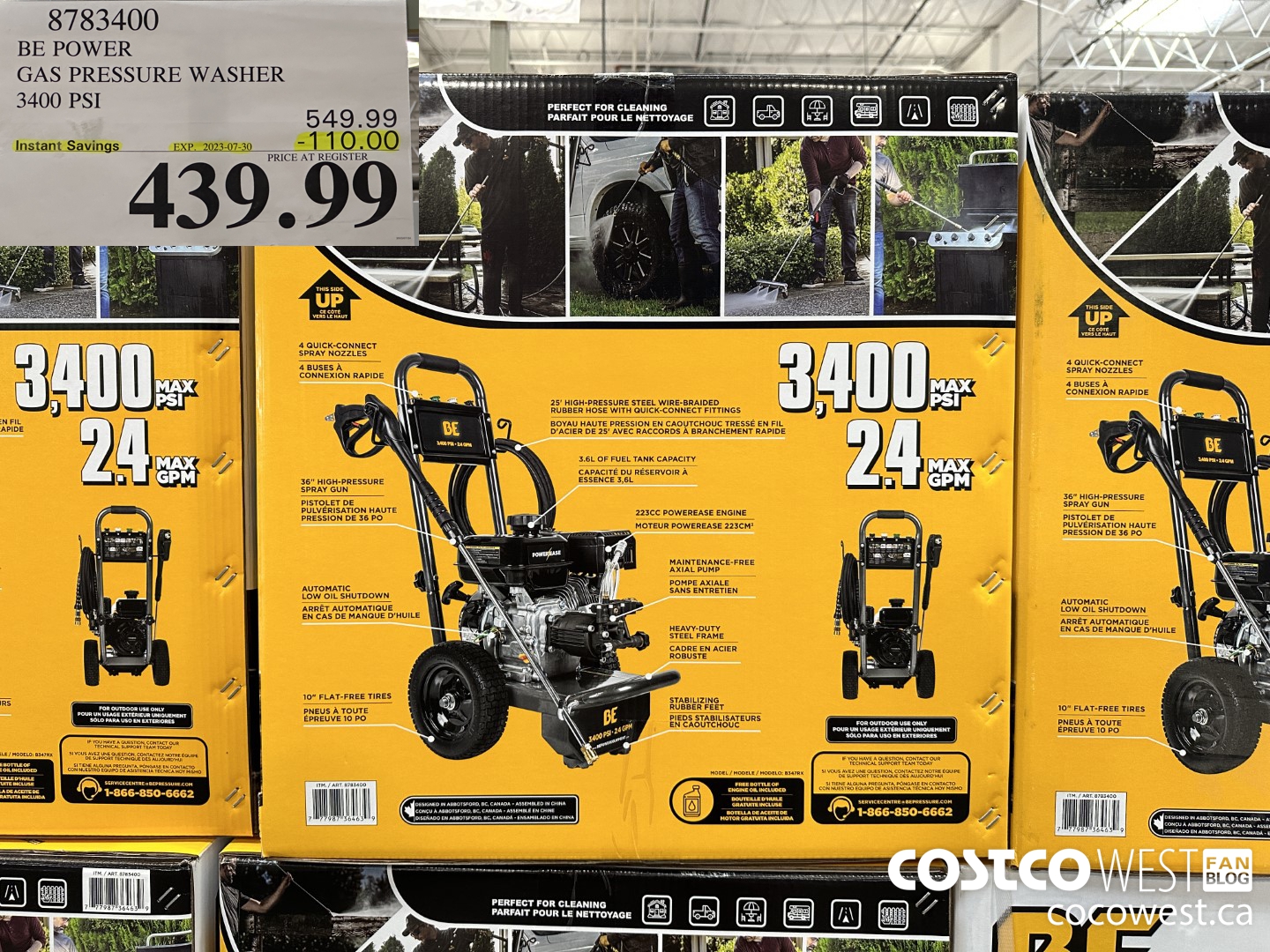 8783400 BE POWER PRESSURE WASHER 3400 PSI ($110.00 INSTANT SAVINGS EXPIRES ON 2023-07-30) $439.99