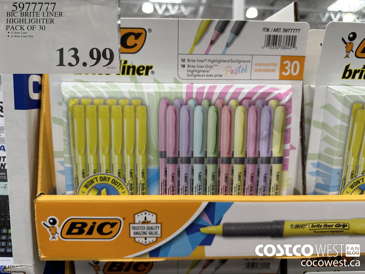 5977777 BIC BRITELINER HIGHLIGHTERS PACK OF 30 $13.99