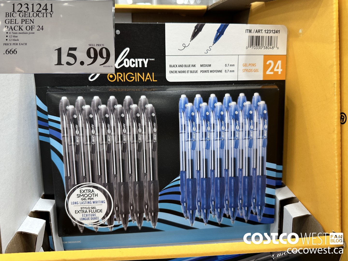 1231241 BIC GELOCITY BLUE & BLK PENS PACK OF 24 $15.99