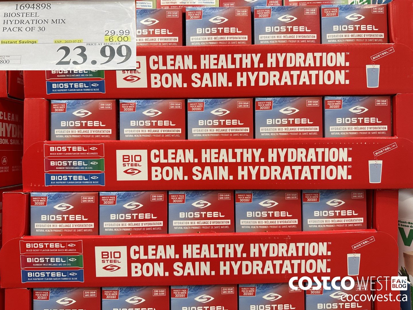 1694898 BIOSTEEL HYDRATION MIX PACK OF 30 ($6.00 INSTANT SAVINGS EXPIRES ON 2023-07-23) $23.99