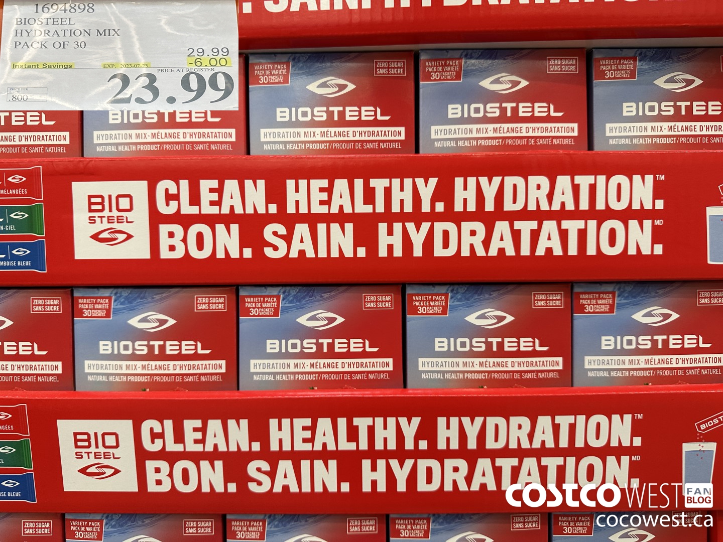 1694898 BIOSTEEL HYDRATION MIX PACK OF 30 ($6.00 INSTANT SAVINGS EXPIRES ON 2023-07-23) $23.99
