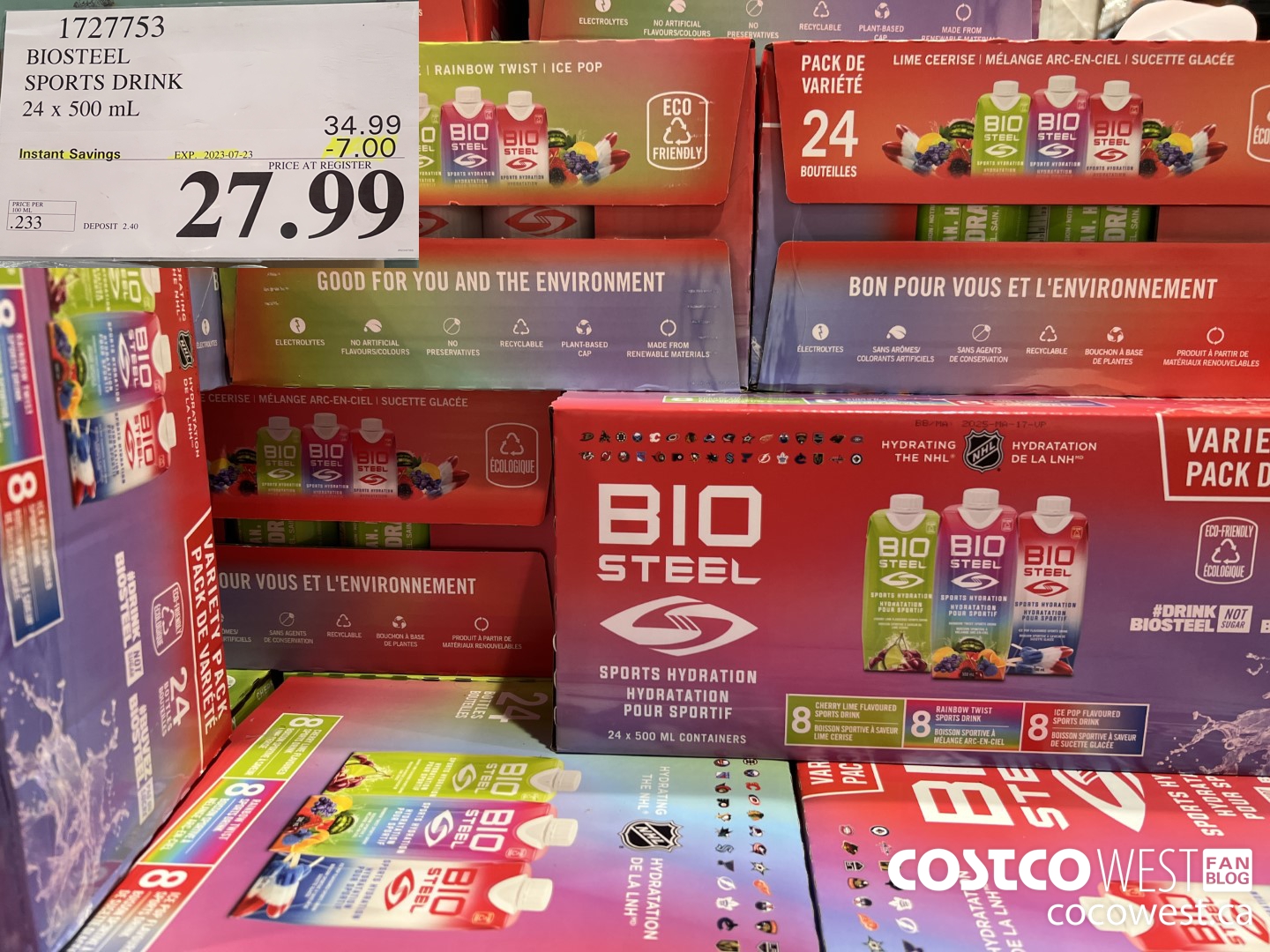 1727753 BIOSTEEL SPORTS DRINK 24 X 500 ML ($7.00 INSTANT SAVINGS EXPIRES ON 2023-07-23) $27.99