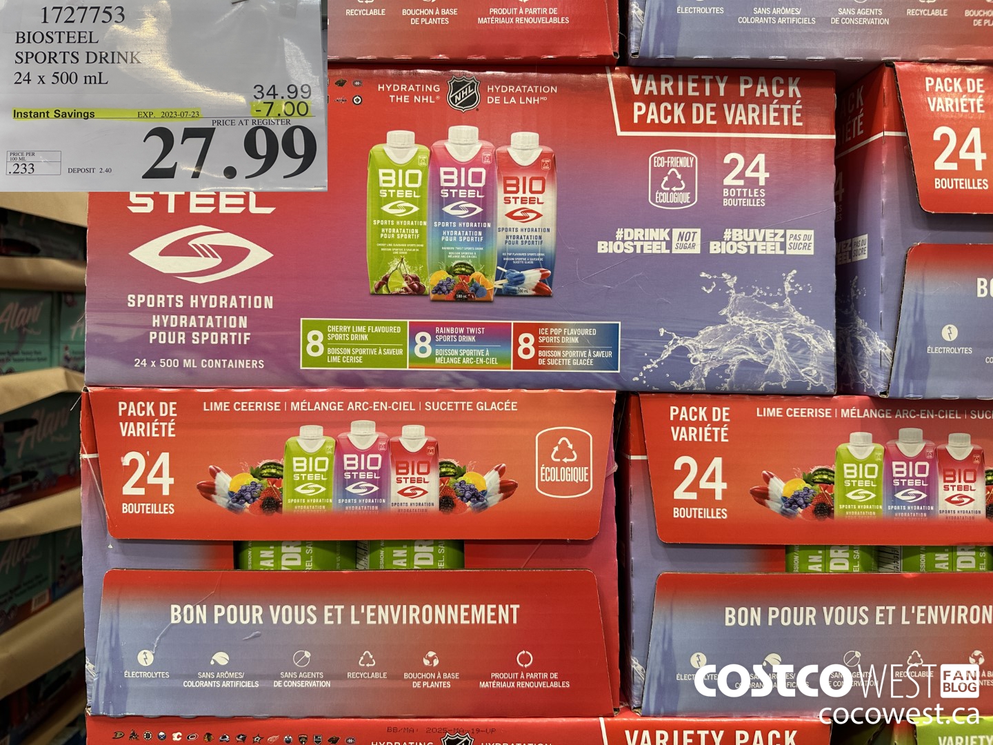 1727753 BIOSTEEL SPORTS DRINK 24 X 500 ML ($7.00 INSTANT SAVINGS EXPIRES ON 2023-07-23) $27.99