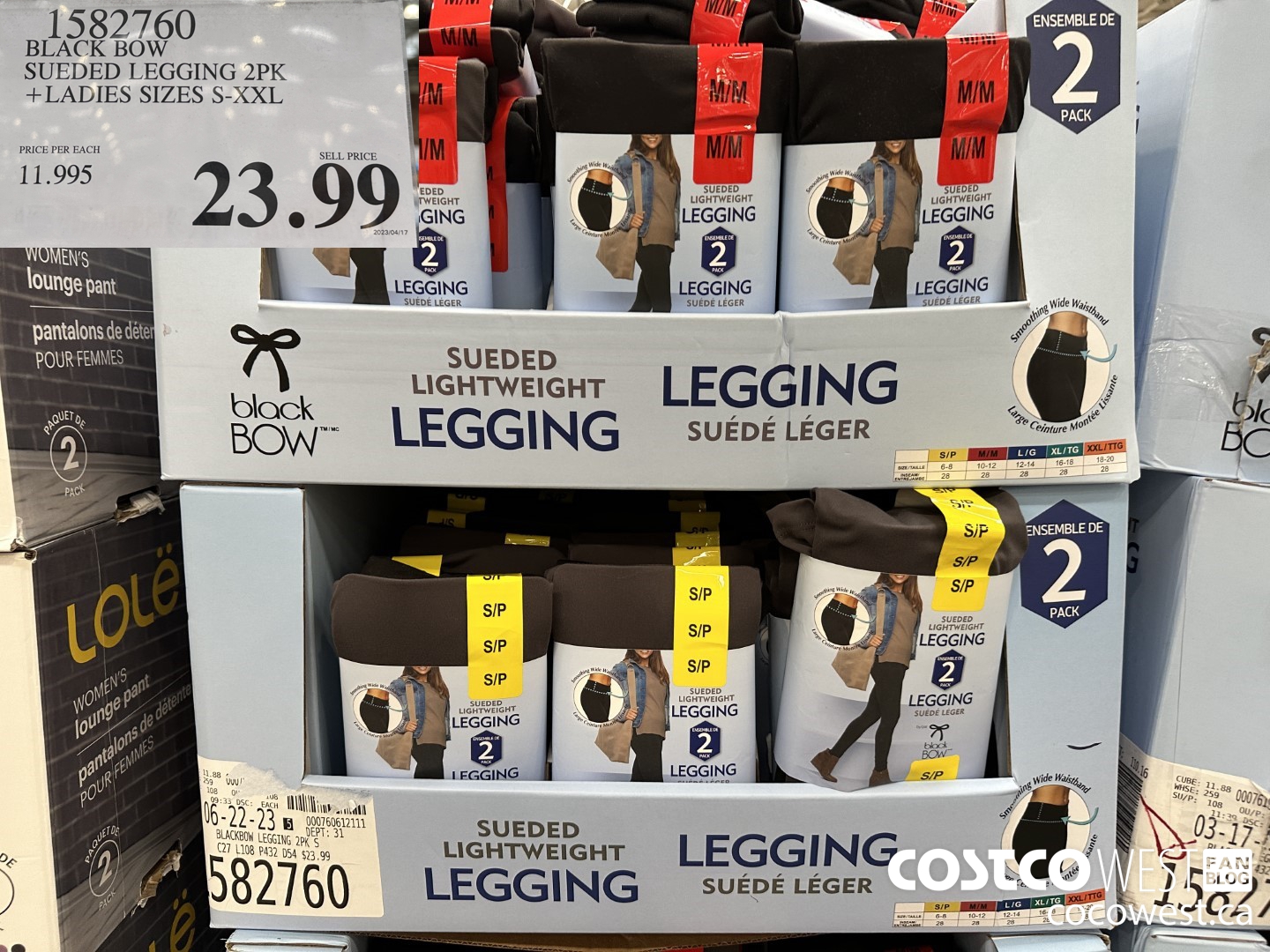 1582760 BLACK BOW SUEDED LEGGINGS 2PK LADIES SIZES S-XXL $23.99