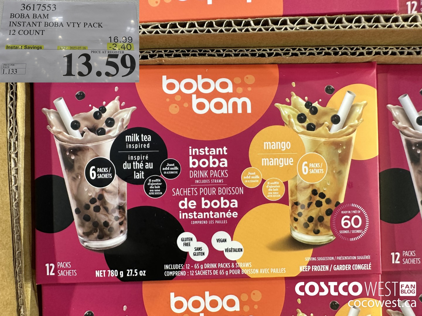 3617553 BOBA BAM INSTANT BOBA VTY PACK 12 COUNT ($3.40 INSTANT SAVINGS EXPIRES ON 2023-07-16) $13.59