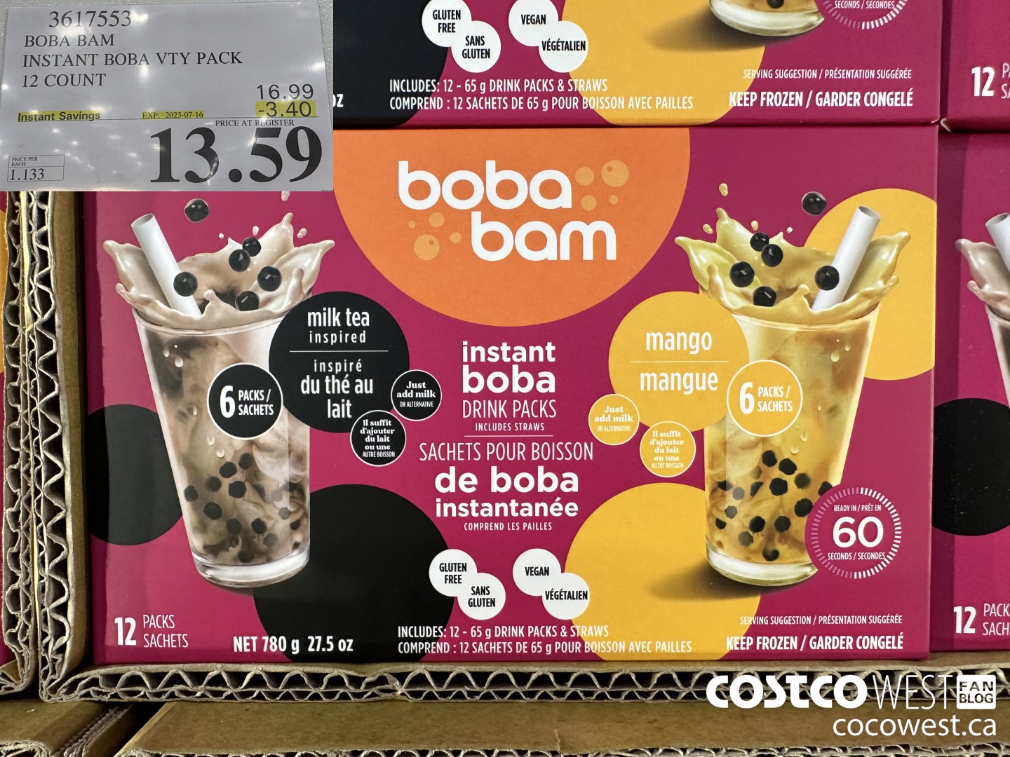 3617553 BOBA BAM INSTANT BOBA VTY PACK 12 COUNT ($3.40 INSTANT SAVINGS EXPIRES ON 2023-07-16) $13.59