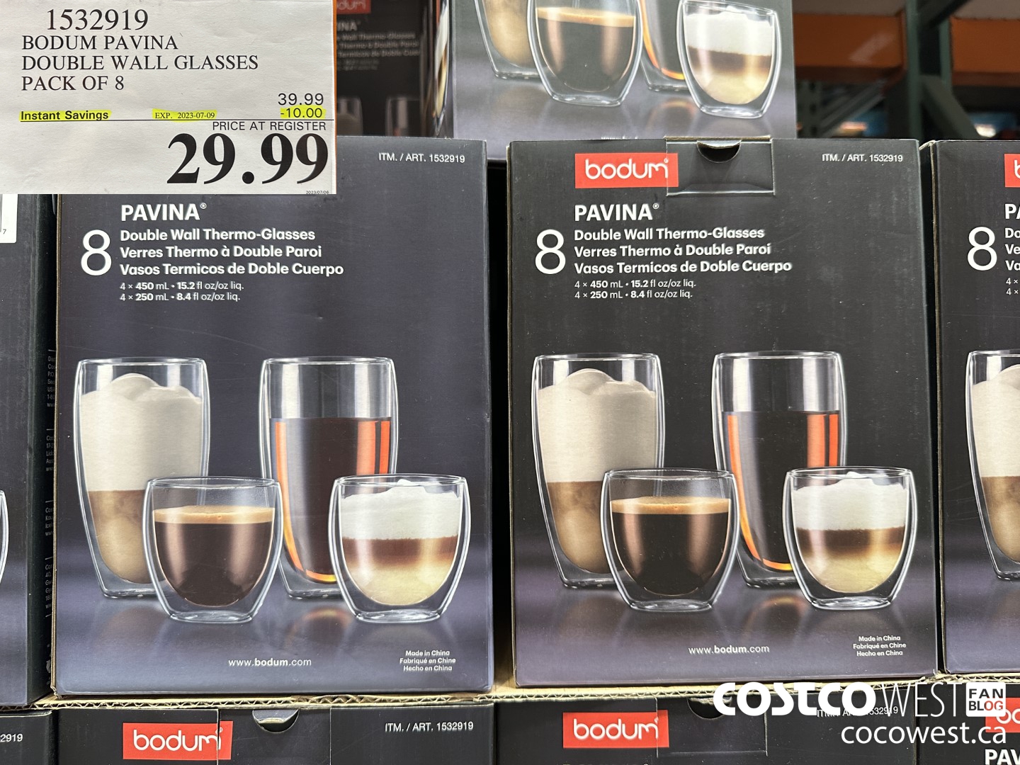 1532919 BODUM PAVINA DOUBLE WALL GLASSES, 8-PIECE SET  ($10.00 INSTANT SAVINGS EXPIRES ON 2023-07-09) $29.99
