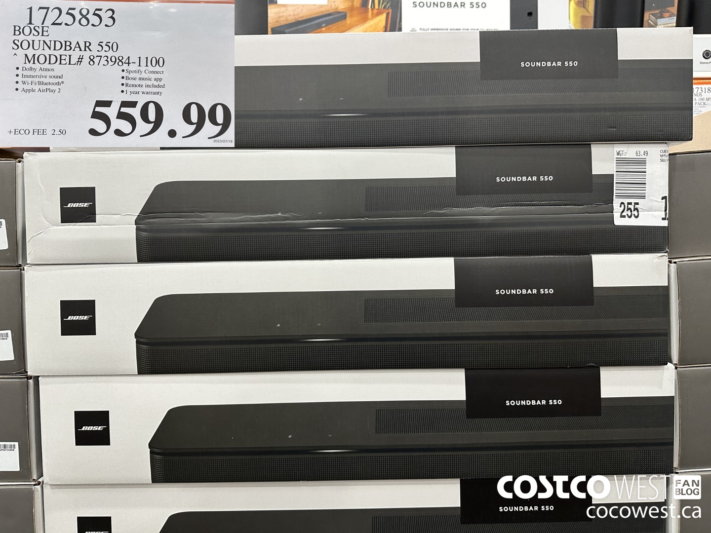 1725853 BOSE SOUNDBAR 550 MODEL#873984-1100 $559.99