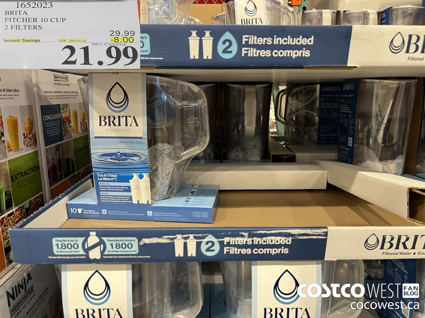 1652023 BRITA PITCHER 10 CUP 2 FILTERS ($8.00 INSTANT SAVINGS EXPIRES ON 2023-07-23) $21.99