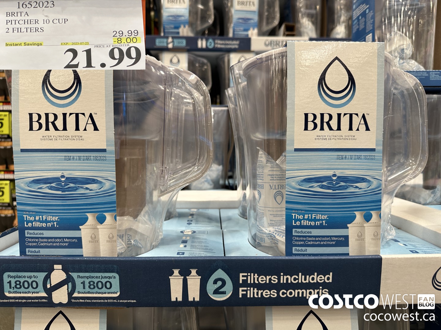 1652023 BRITA PITCHER 10 CUP 2 FILTERS ($8.00 INSTANT SAVINGS EXPIRES ON 2023-07-23) $21.99
