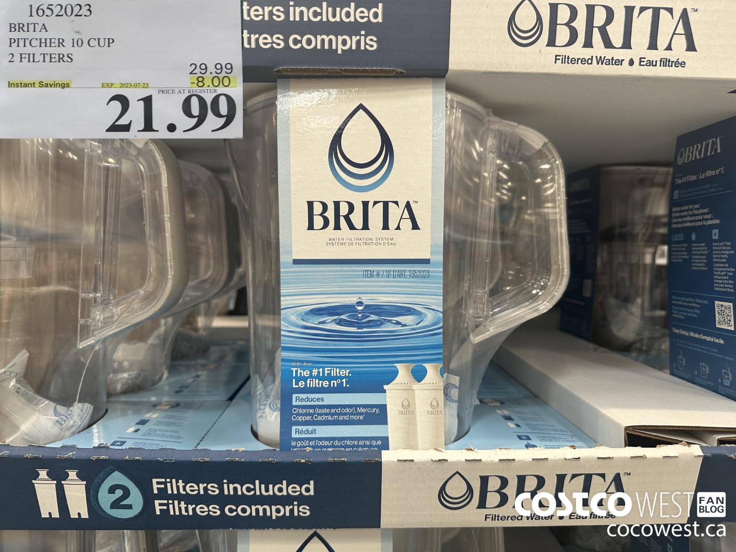 1652023 BRITA PITCHER 10 CUP 2 FILTERS ($8.00 INSTANT SAVINGS EXPIRES ON 2023-07-23) $21.99