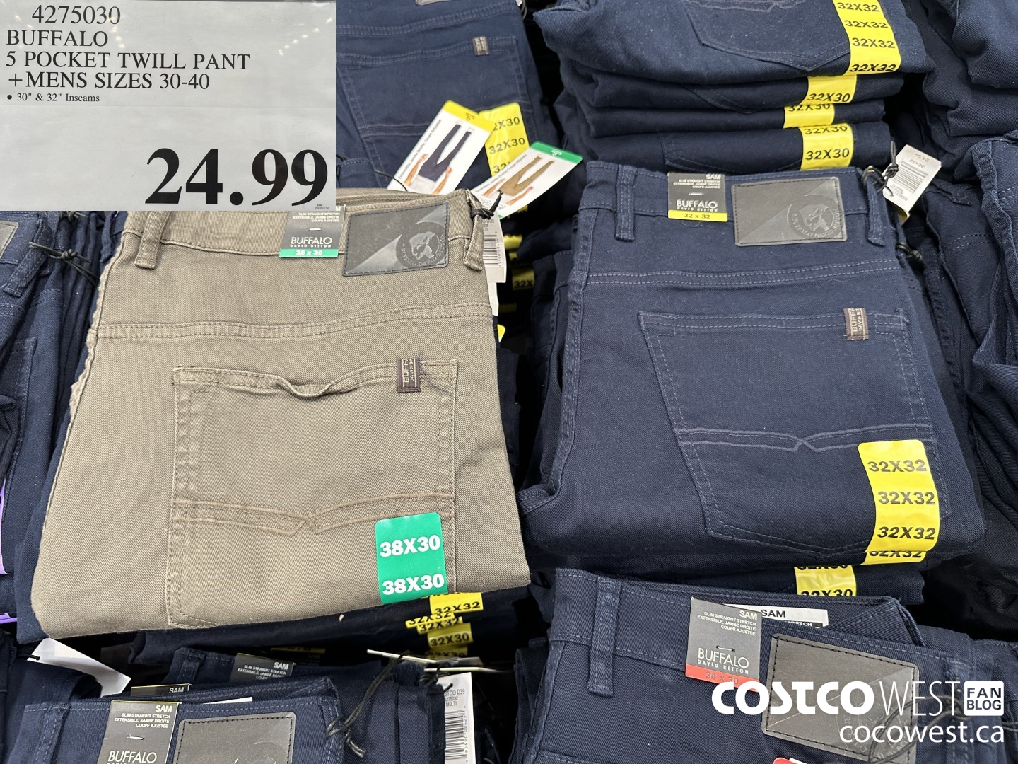 4275030 BUFFALO 5 POCKET TWILL PANT MENS SIZES 30-40 $24.99