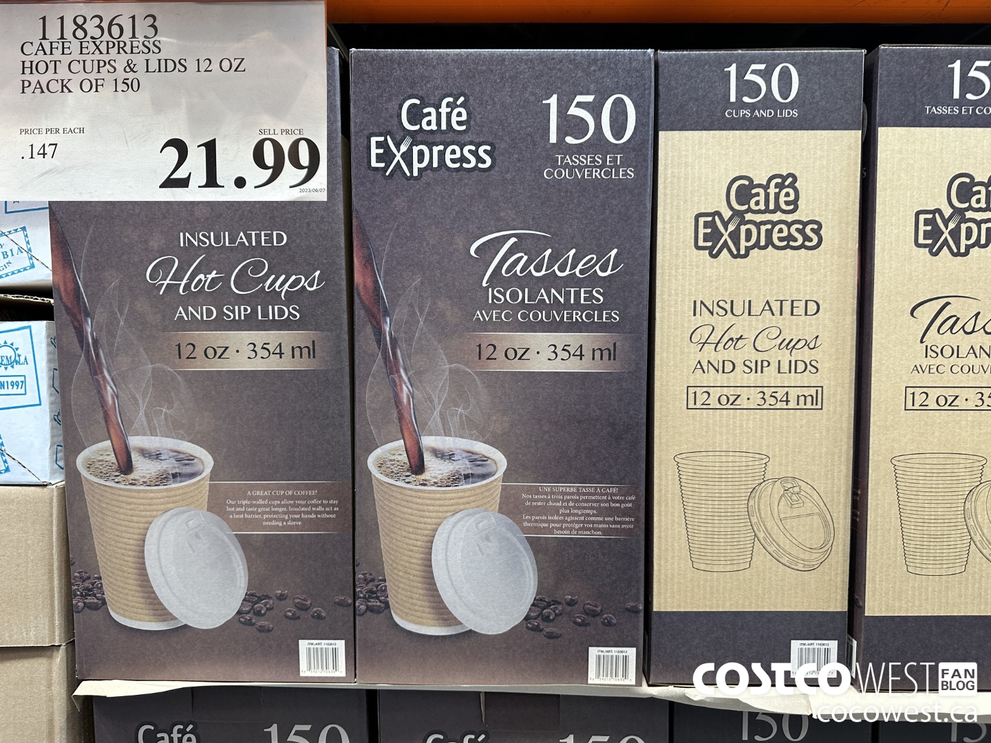 1183613 CAFE EXPRESS HOT CUPS & LIDS 12 OZ PACK OF 150 $21.99