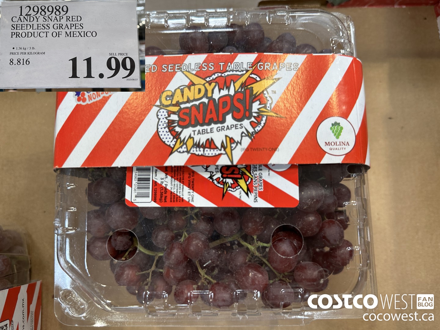 1298989 CANDY SNAP RED SEEDLESS GRAPES PRODUCT OF MEXICO $11.99
