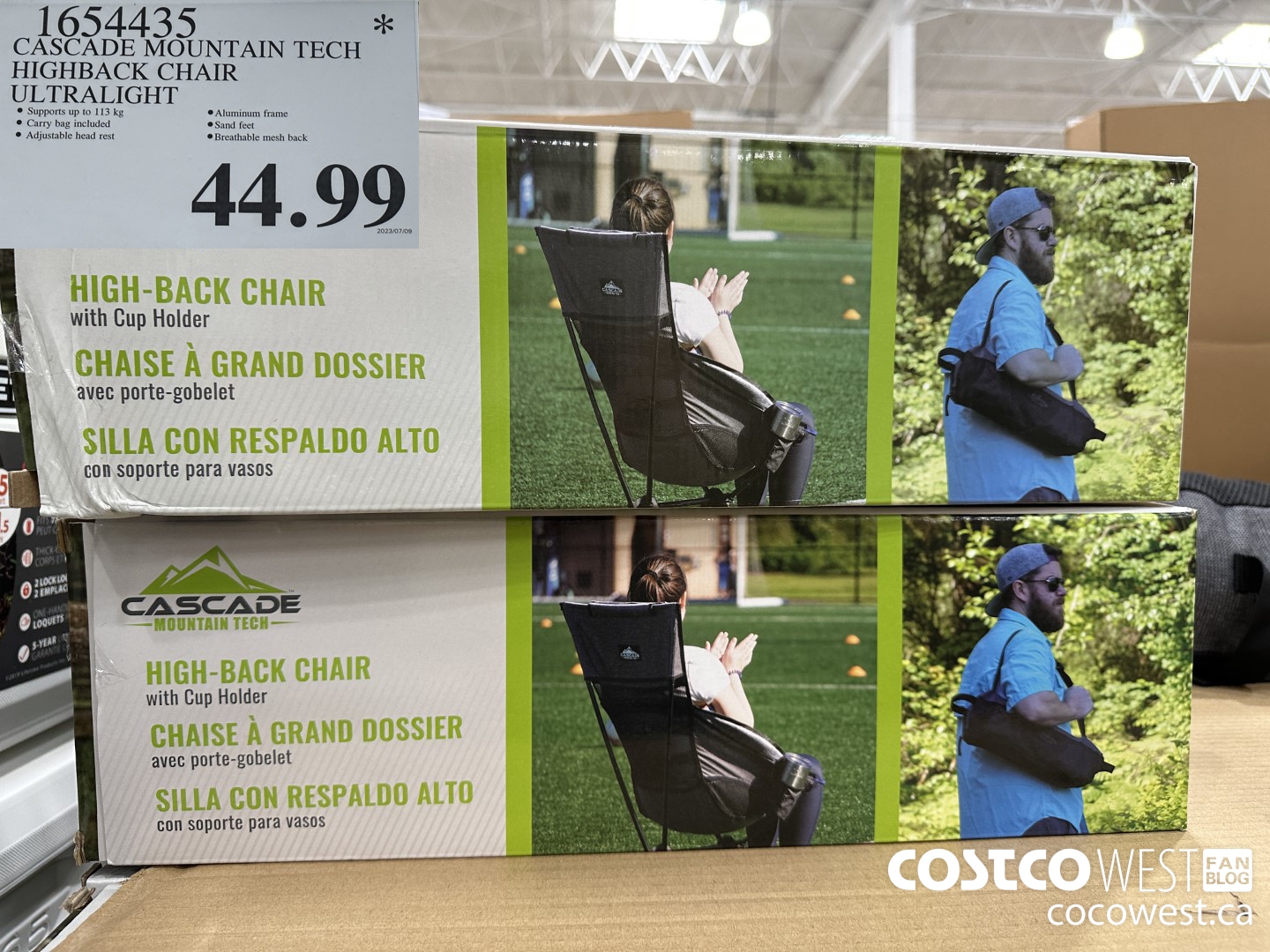 1654435 CASCADE MOUNTAIN TECH HIGHBACK CHAIR ULTRALIGHT  $44.99