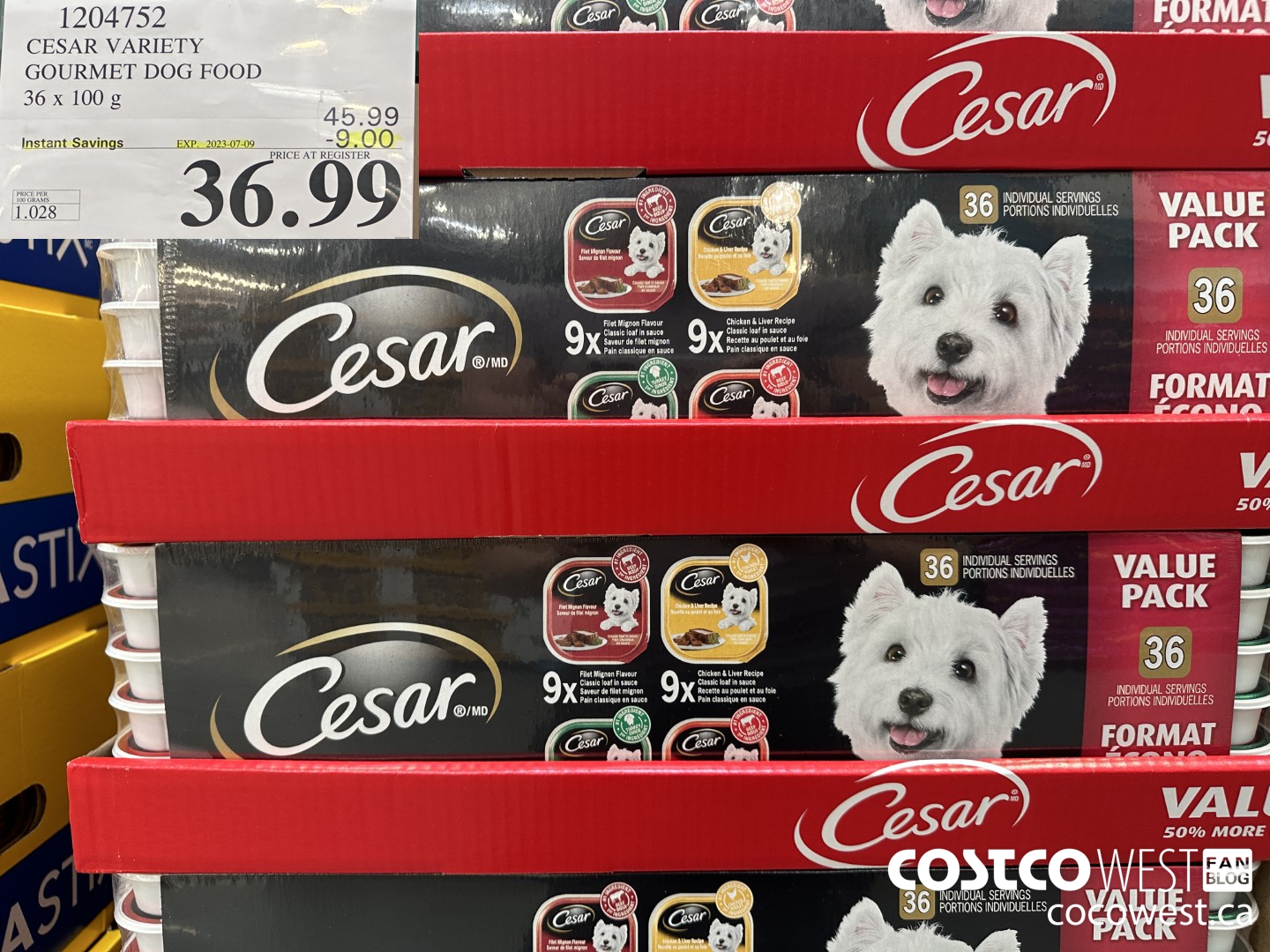 1204752 CESAR VARIETY GOURMET DOG FOOD 36 x 100 g ($9.00 INSTANT SAVINGS EXPIRES ON 2023-07-09) $36.99