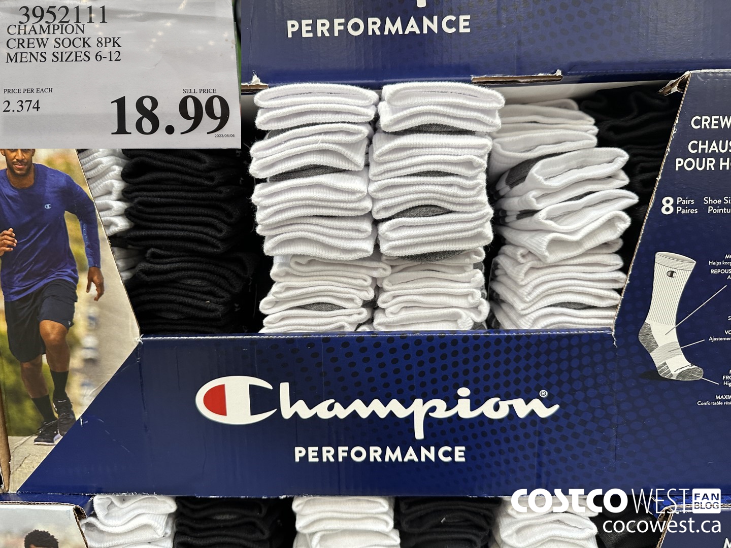 3952111 CHAMPION CREW SOCKS 8PK MENS SIZES 6-12 $18.99