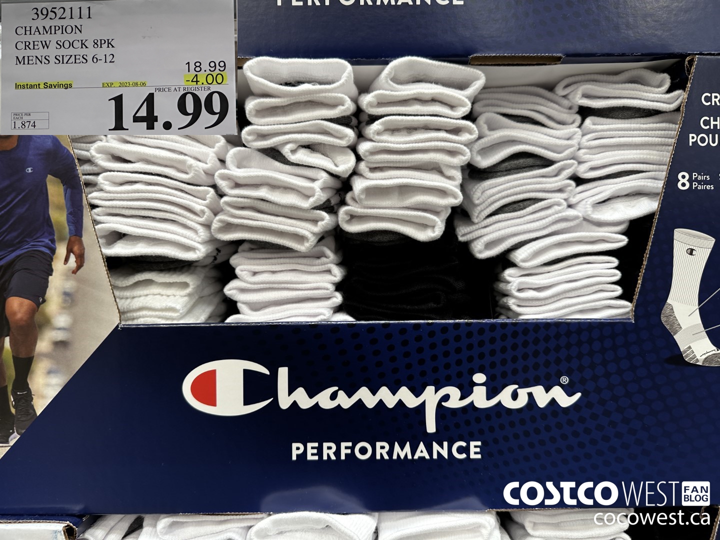 3952111 CHAMPION CREW SOCKS 8PK MENS SIZES 6-12 ($4.00 INSTANT SAVINGS EXPIRES ON 2023-08-06) $14.99