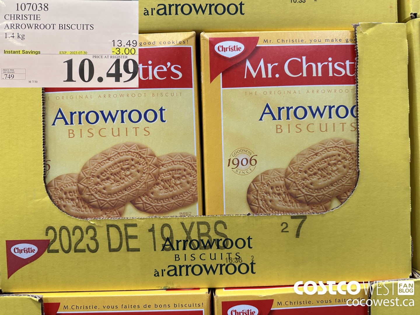 107038 CHRISTIE ARROWROOT BISCUITS 1.4 KG ($3.00 INSTANT SAVINGS EXPIRES ON 2023-07-30) $10.49