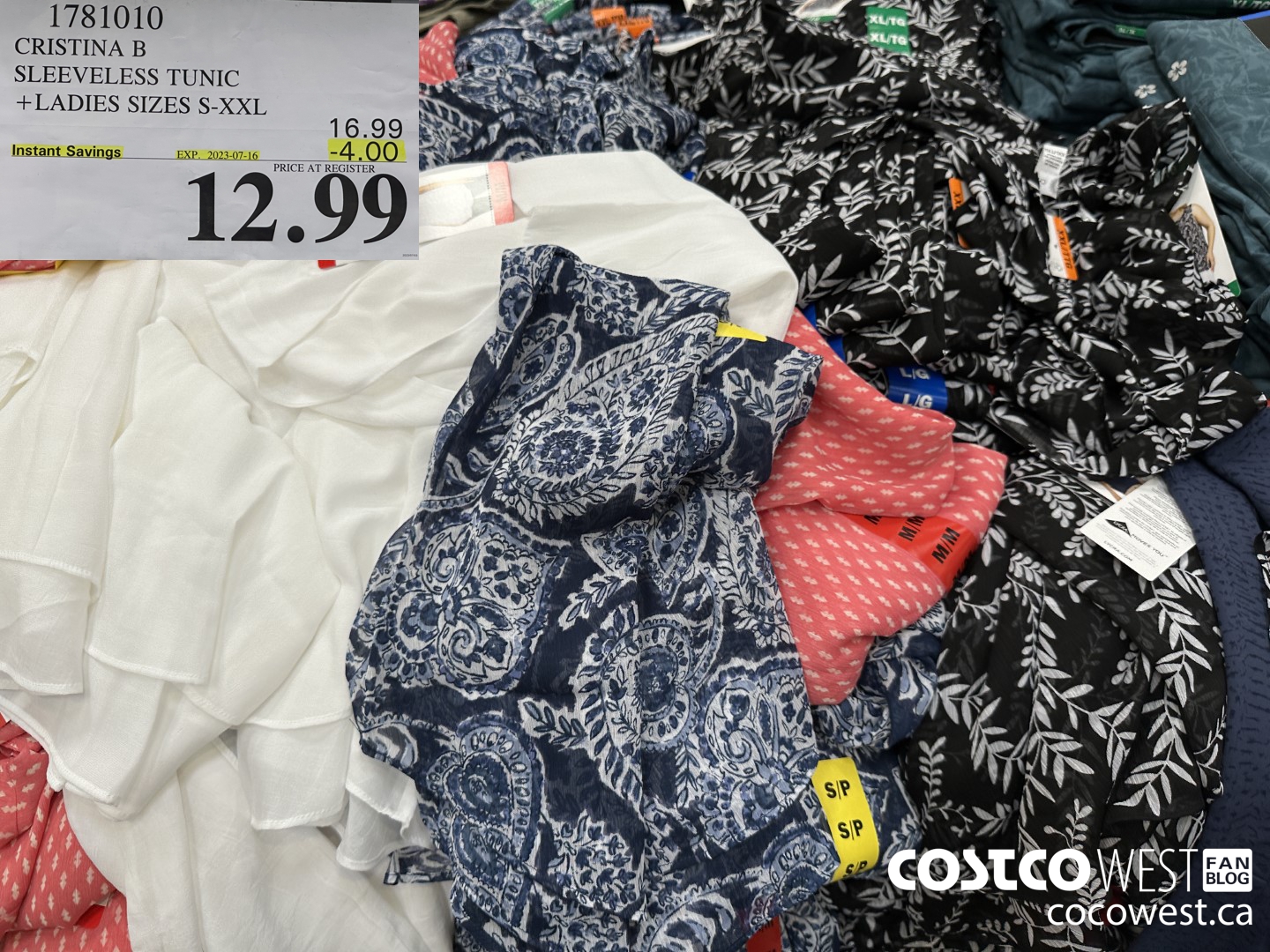 1781010 CHRISTINA B SLEVELESS TUNIC LADIES SIZES S-XXL ($4.00 INSTANT SAVINGS EXPIRES ON 2022-07-16) $12.99