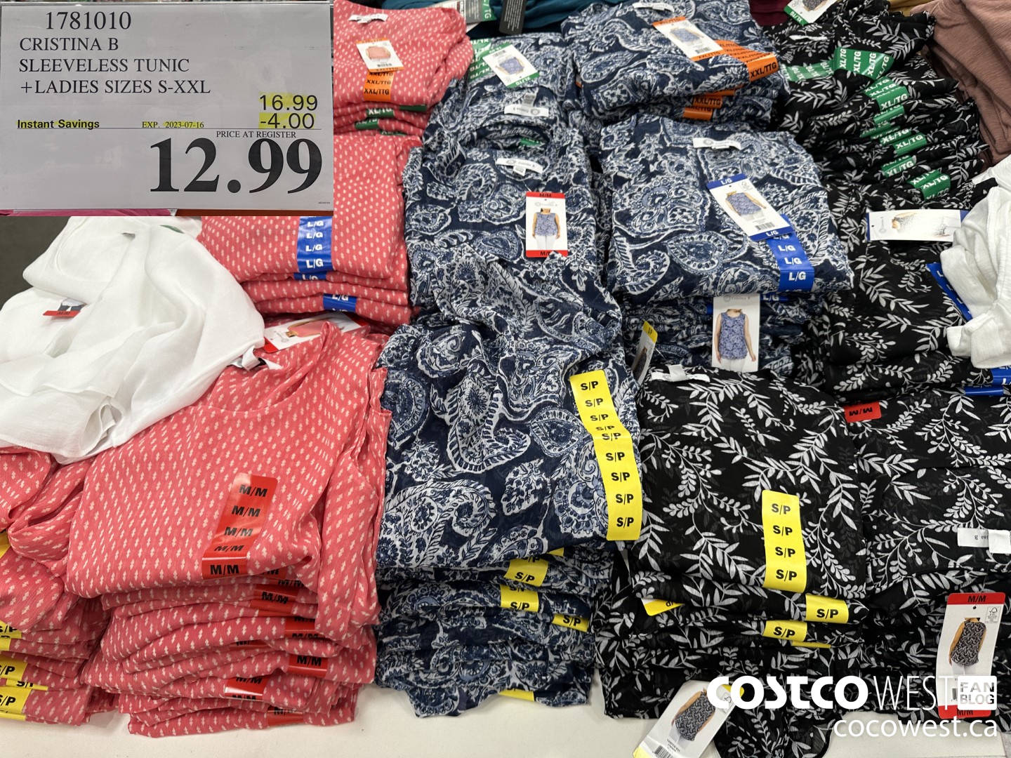 1781010 CHRISTINA B SLEVELESS TUNIC LADIES SIZES S-XXL ($4.00 INSTANT SAVINGS EXPIRES ON 2022-07-16) $12.99