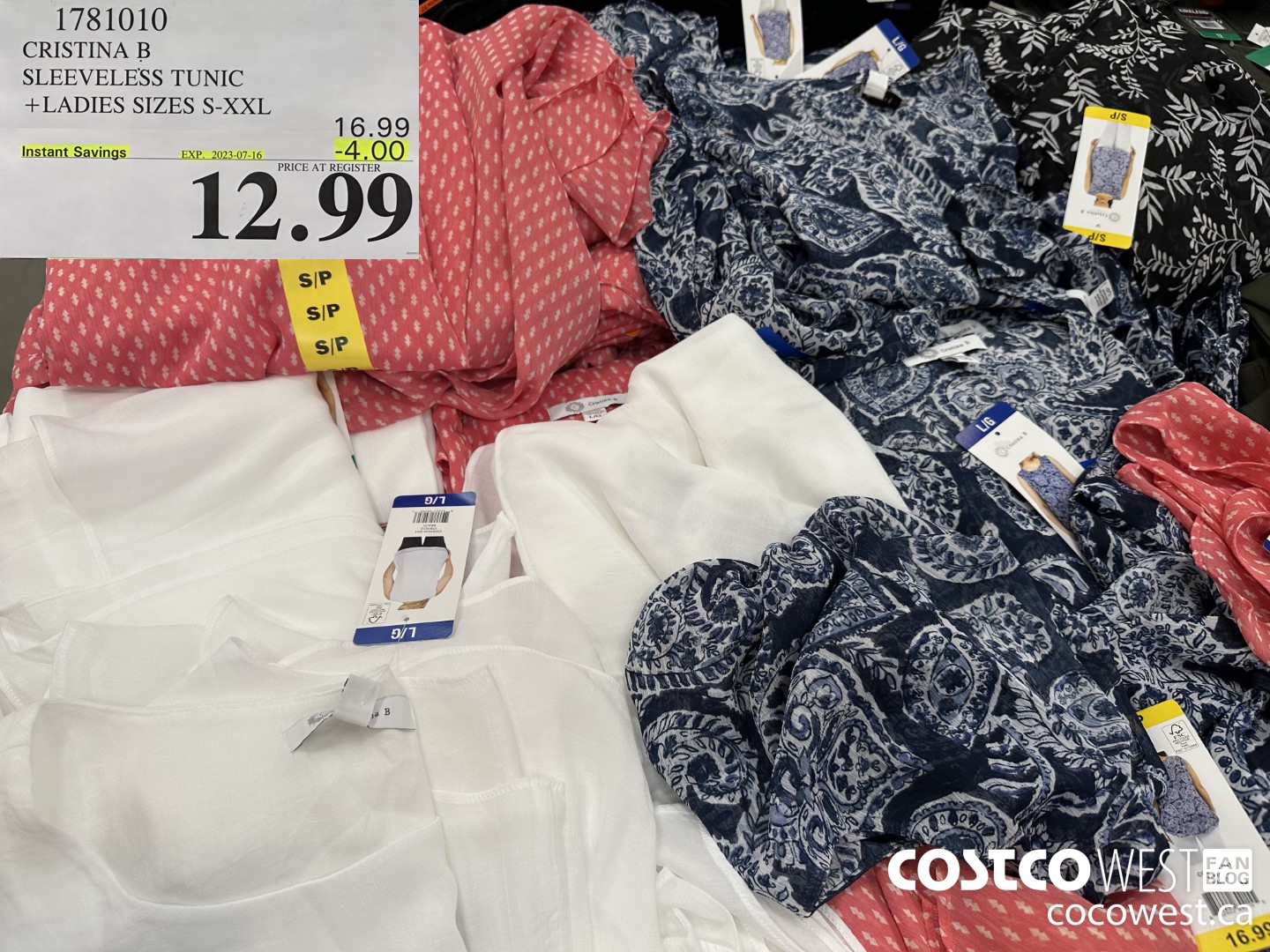 1781010 CHRISTINA B SLEVELESS TUNIC LADIES SIZES S-XXL ($4.00 INSTANT SAVINGS EXPIRES ON 2022-07-16) $12.99