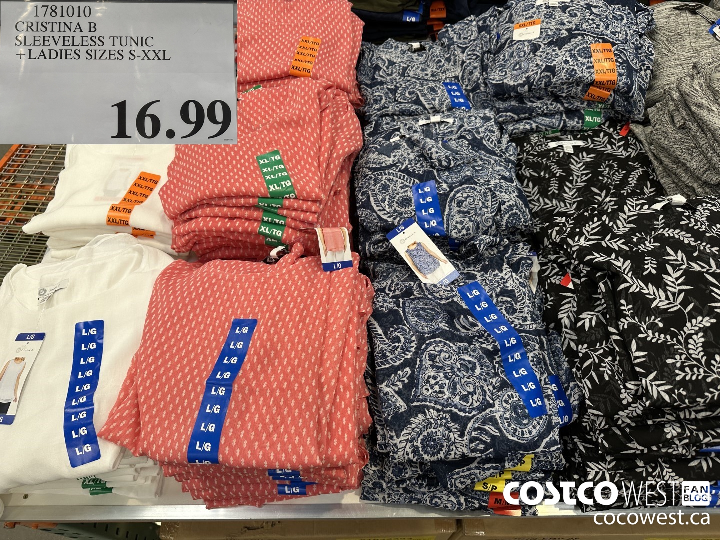 1781010 CHRISTINA B SLEVELESS TUNIC LADIES SIZES S-XXL $16.99