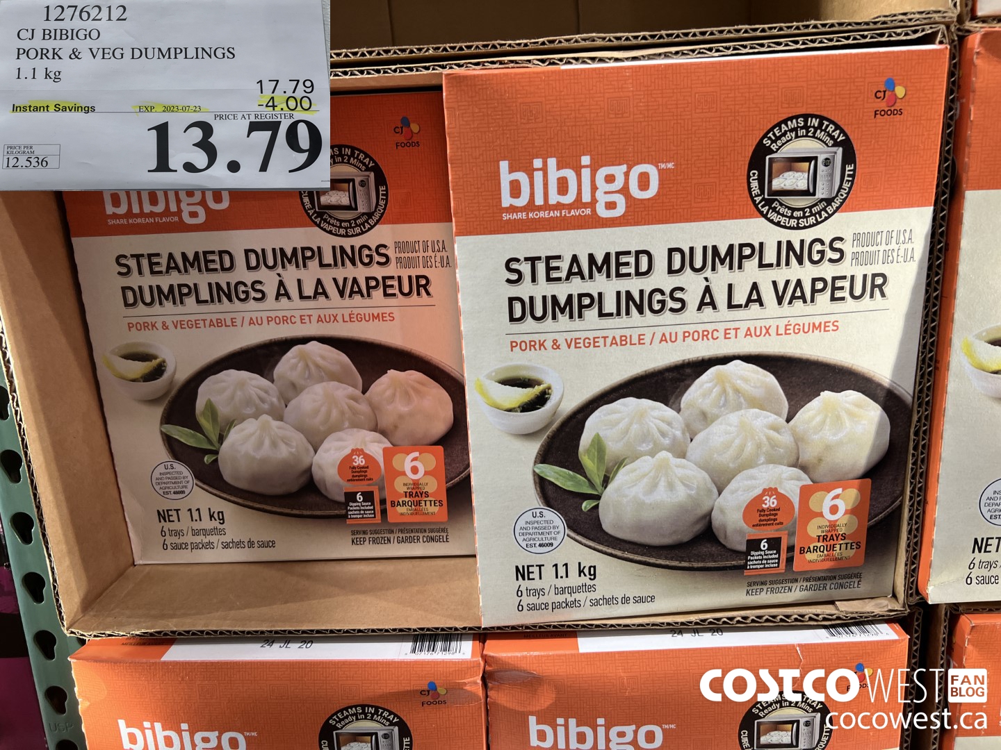 1276212 CJ BIBIGO PORK & VEG DUMPLINGS 1.12KG ($4.00 INSTANT SAVINGS EXPIRES ON 2023-07-23) $13.79