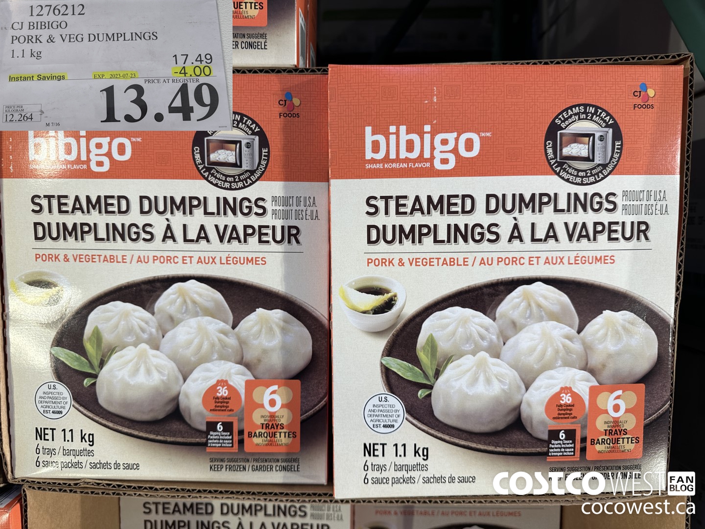 1276212 CJ BIBIGO PORK & VEG DUMPLINGS 1.12KG ($4.00 INSTANT SAVINGS EXPIRES ON 2023-07-23) $13.49