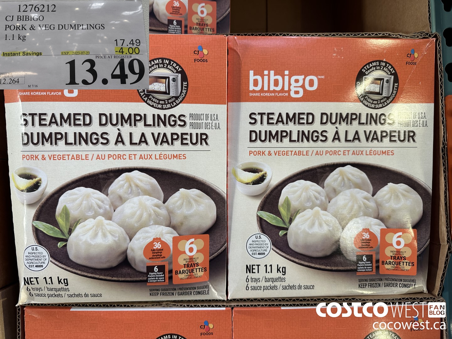 1276212 CJ BIBIGO PORK & VEG DUMPLINGS 1.12KG ($4.00 INSTANT SAVINGS EXPIRES ON 2023-07-23) $13.49