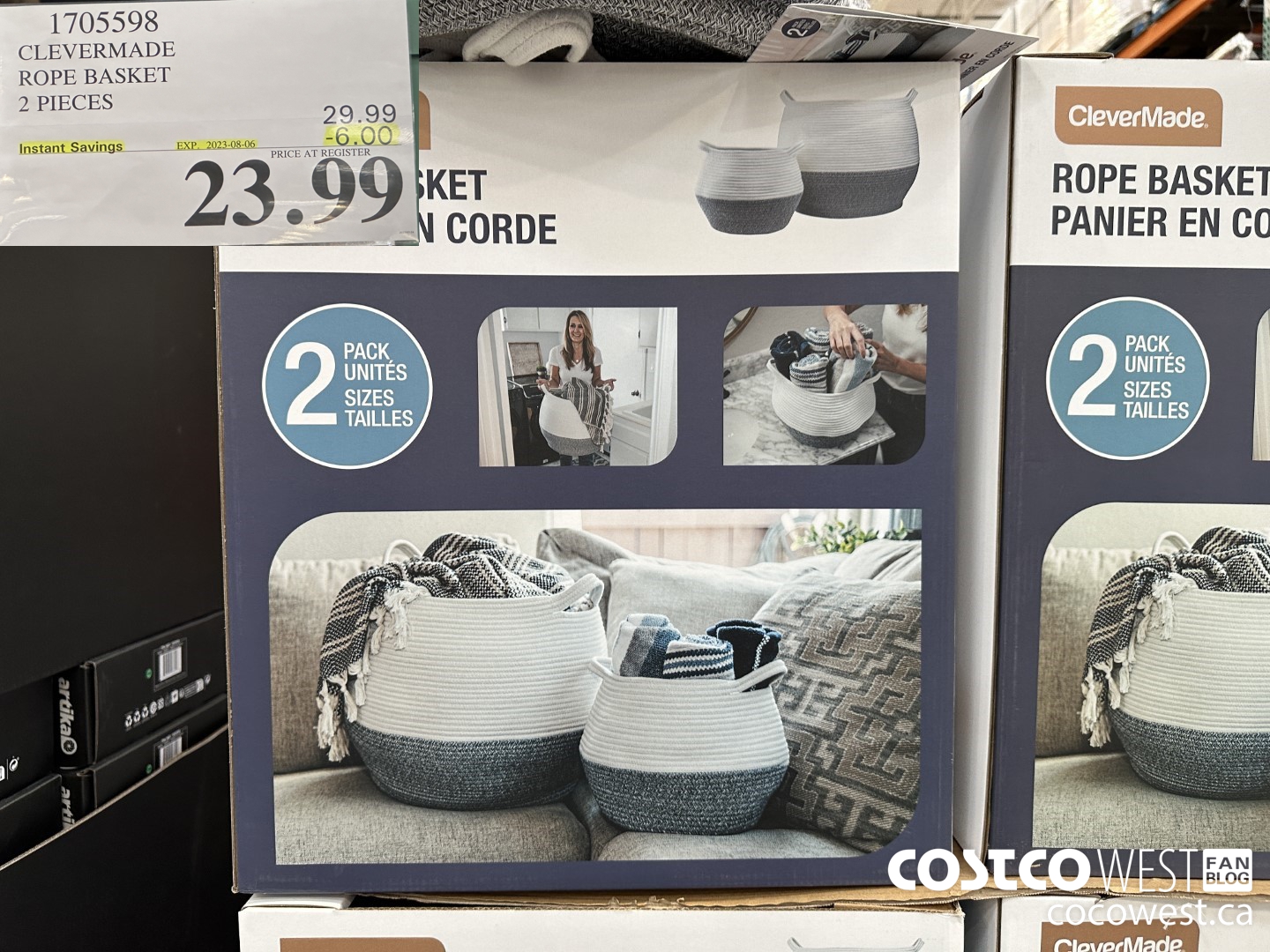 1705598 CLEVERMADE ROPE BASKET 2 PIECES ($6.00 INSTANT SAVINGS EXPIRES ON 2023-08-06) $23.99