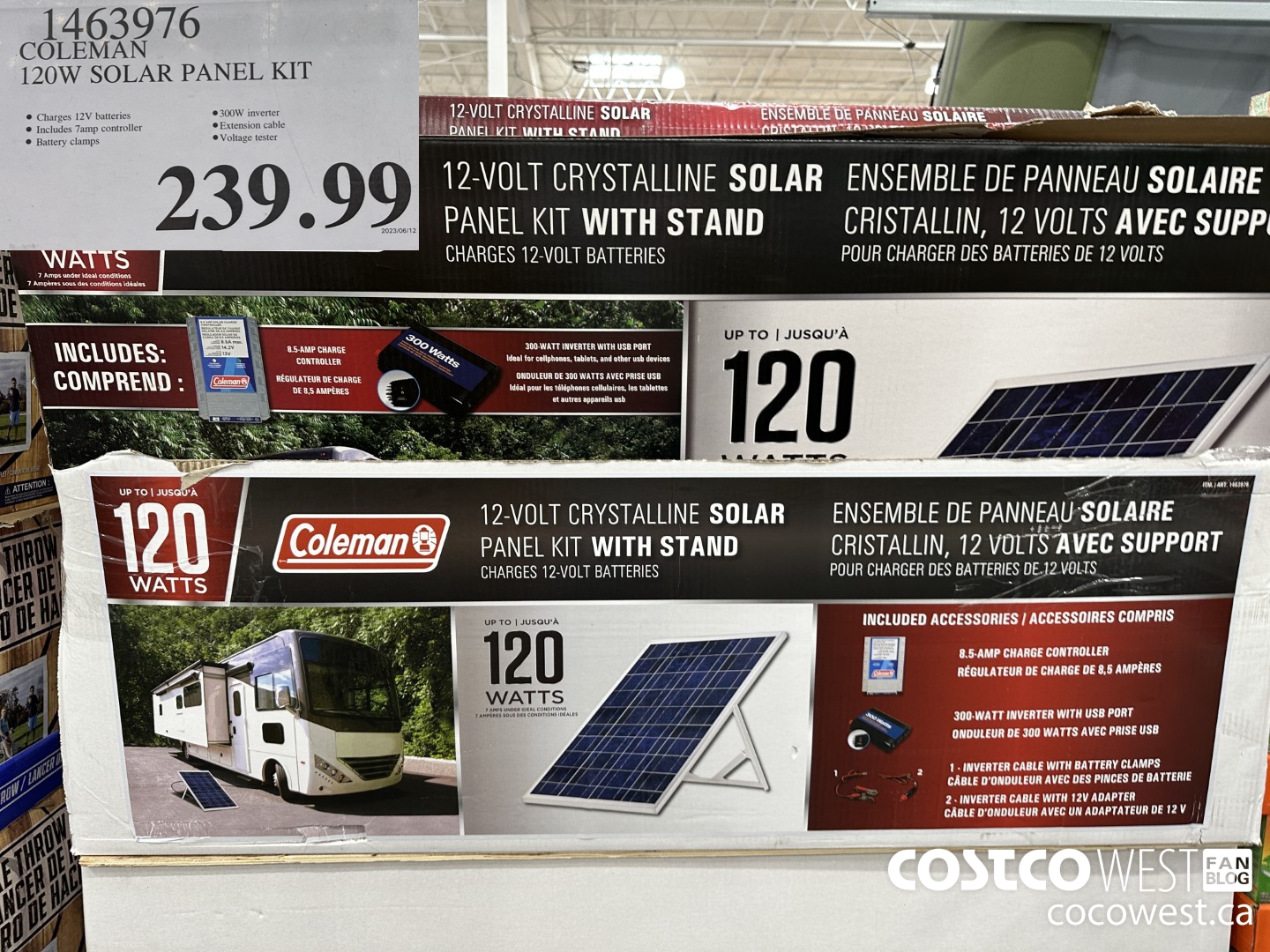 1463976 COLEMAN 120W SOLAR PANEL KIT $239.99